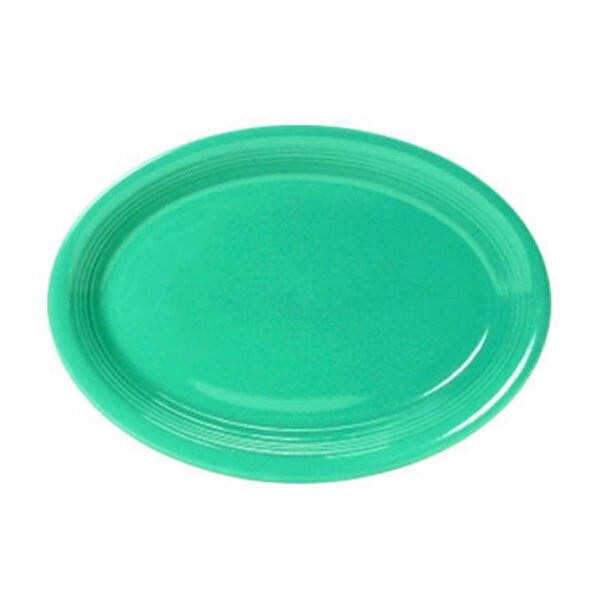 Tuxton China 13.5 in. x 9.75 in. Concentrix Oval Platter - Cilantro - 6 pcs CTH-1352